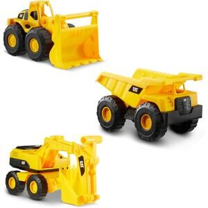 Cat Construction 7" Dump Truck, Loader & Excavator toys Combo Pack (3 Vehicles)